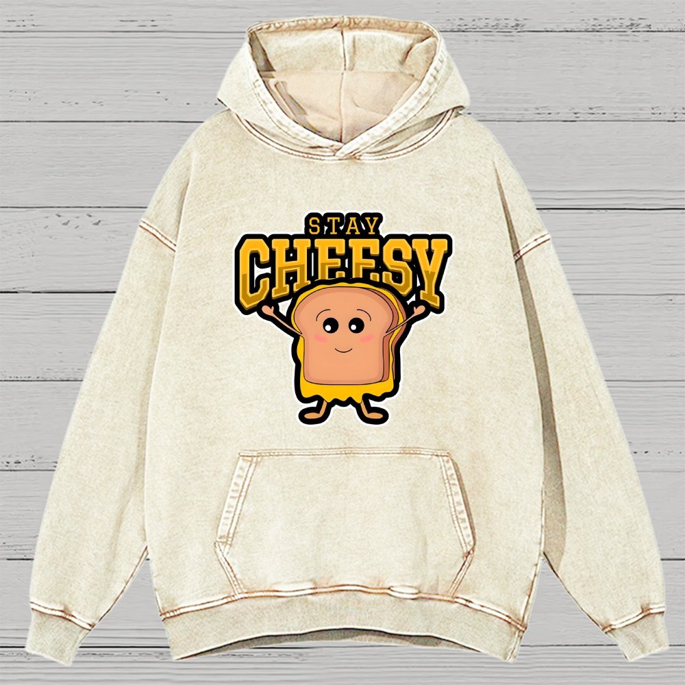 Sandwich Stay Cheesy Vintage Distressed Hoodie