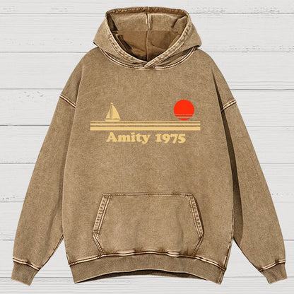 Seaside Town 1975 Vintage Distressed Hoodie