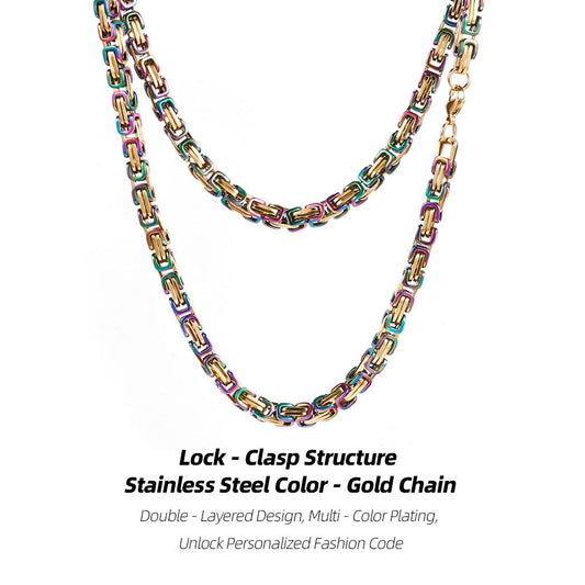 Trendy Color - Gold Stainless Steel Double - Layer Necklace