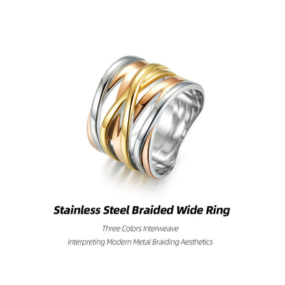 Stainless Steel Braided Wide Ring