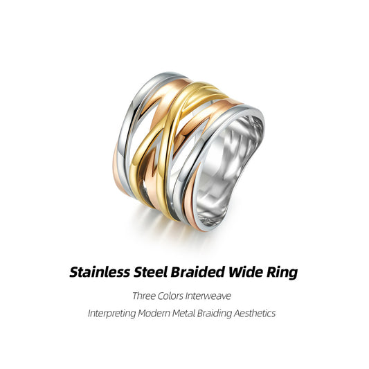Stainless Steel Braided Wide Ring
