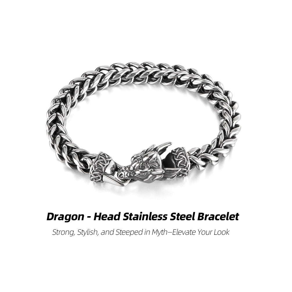 Dragon - Headed Steel Chain Bracele-Let the Dragon Head Ignite Your Boldness Every Day