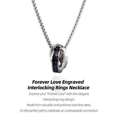 Engraved Eternal Love Necklace - Connected Stainless Steel Rings
