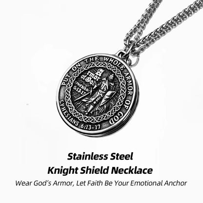 Stainless Steel Knight Shield Necklace | Faith & Armor