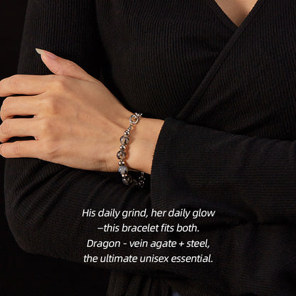 Dragon Vein Agate & Stainless Steel Bracelet-For Those Who Crave Distinct Style