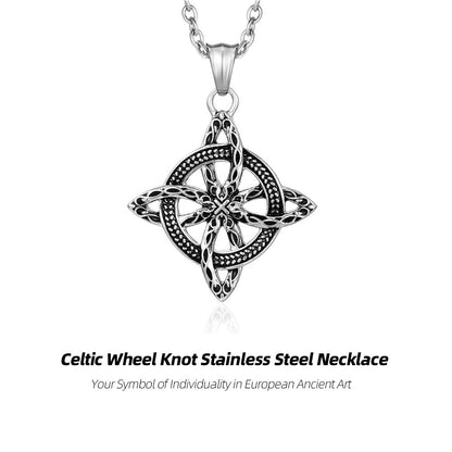 Celtic Wheel Knot Stainless Steel Necklace-Perfect for Norse & Celtic Enthusiasts