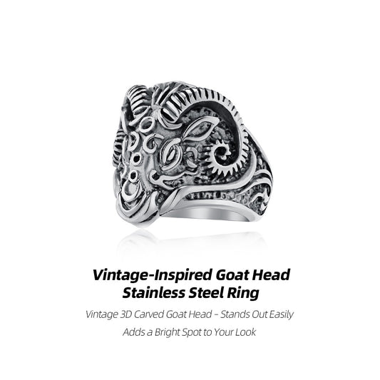 Vintage-Inspired Goat Head Stainless Steel Ring