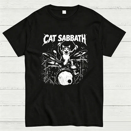 Cat Sabbath Funny Cat Drummer T-Shirt