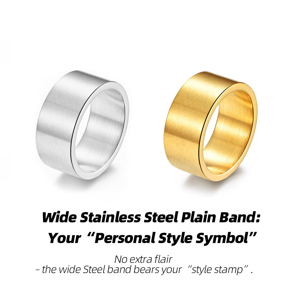 Wide Stainless Steel Plain Band: Wear the “Silent Toughness”