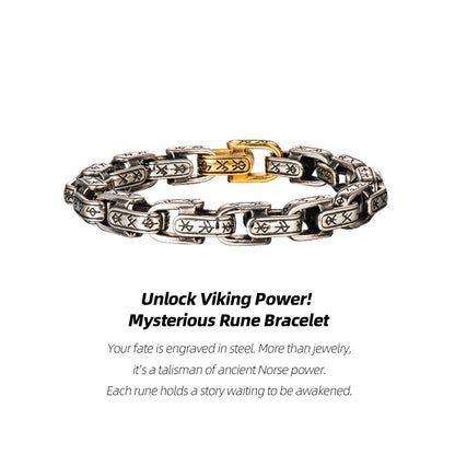 Channel Your Inner Viking! Mysterious Rune Forged Steel Bracelet