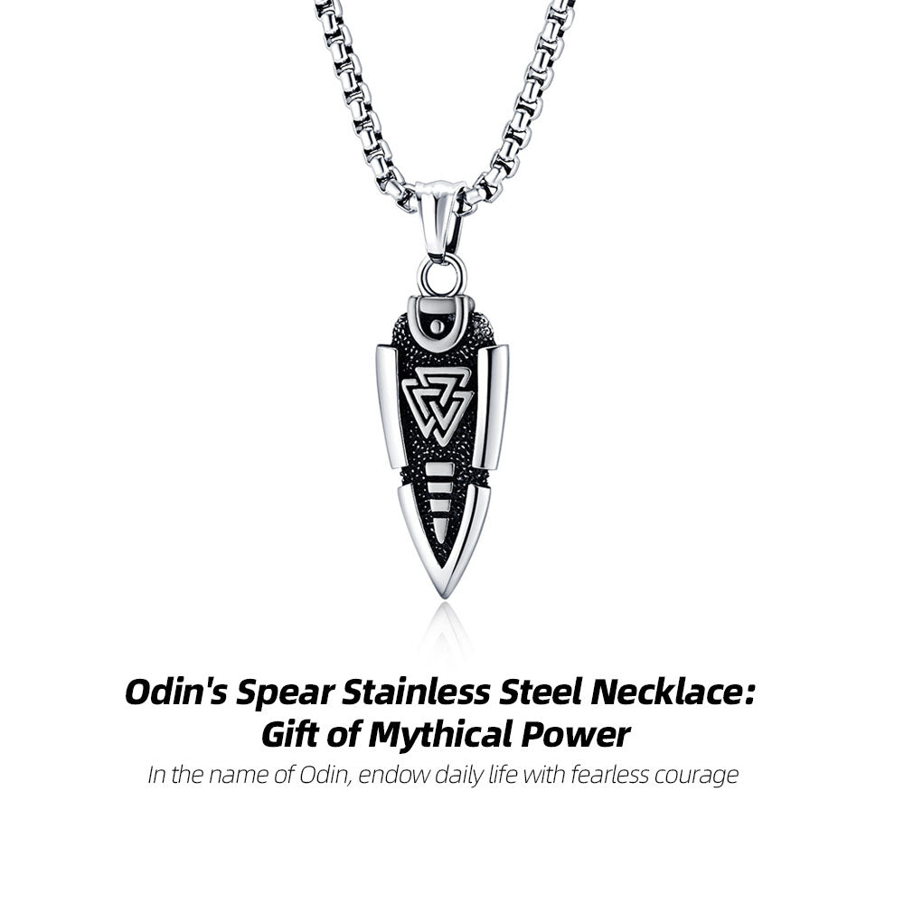 Odin's Spear Stainless Steel Necklace: Badge of the Brave's Journey