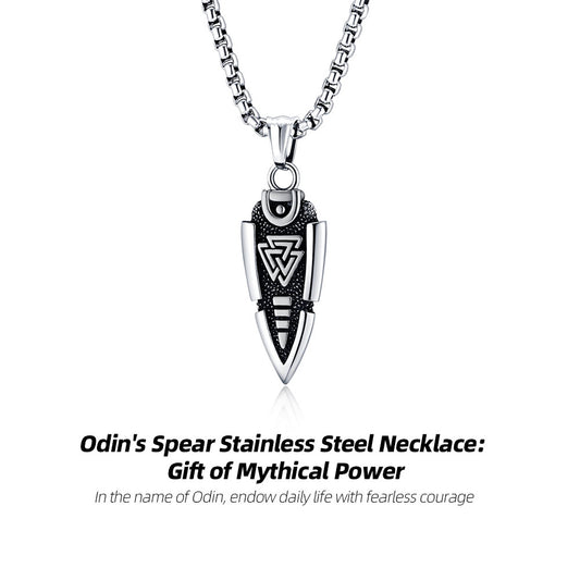 Odin's Spear Stainless Steel Necklace: Badge of the Brave's Journey
