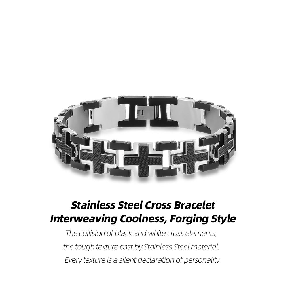 Stainless Steel Cross Bracelet | Interweaving Coolness, Forging Style