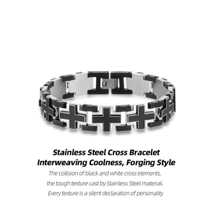 Stainless Steel Cross Bracelet | Interweaving Coolness, Forging Style
