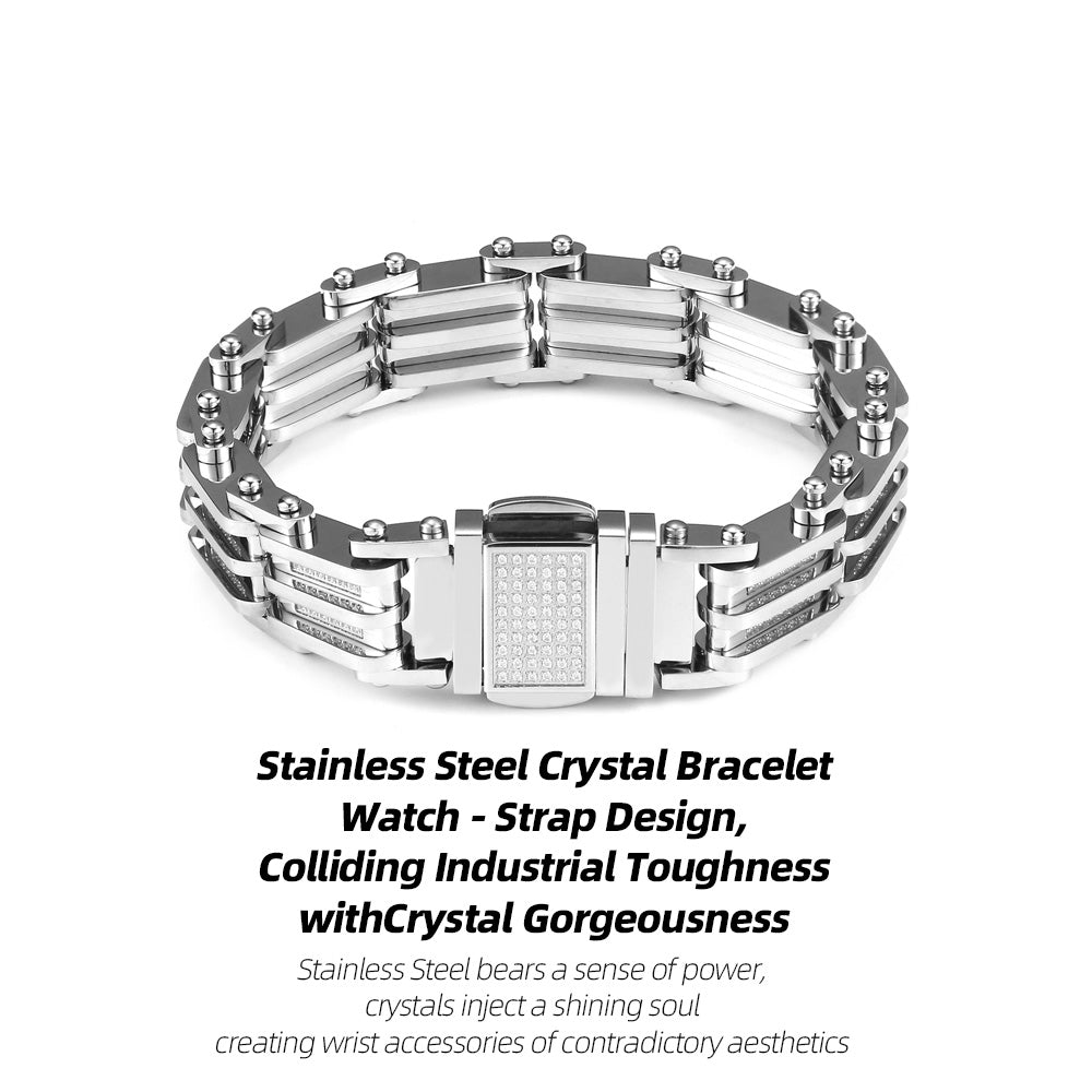 Stainless Steel Watch - Strap Bracelet | Crystal Inlay Lights Up Wrist Shine