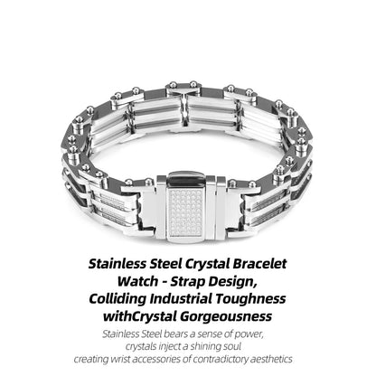 Stainless Steel Watch - Strap Bracelet | Crystal Inlay Lights Up Wrist Shine
