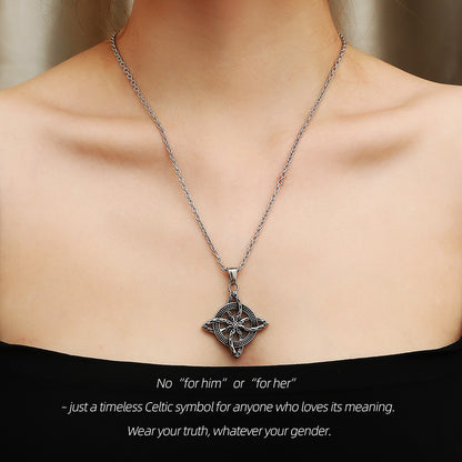 Celtic Wheel Knot Stainless Steel Necklace-Perfect for Norse & Celtic Enthusiasts