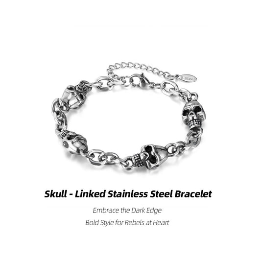 Stainless Steel Skull Bracelet |  Gothic Aesthetic—Perfect for Style Rebels
