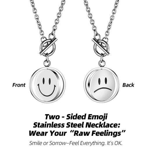 Stainless Steel Emoji Necklace | Smile or sorrow—You’re not alone in feeling.