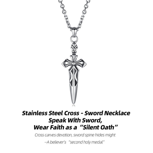 Stainless Steel Cross - Sword Necklace | Guard Your Faith