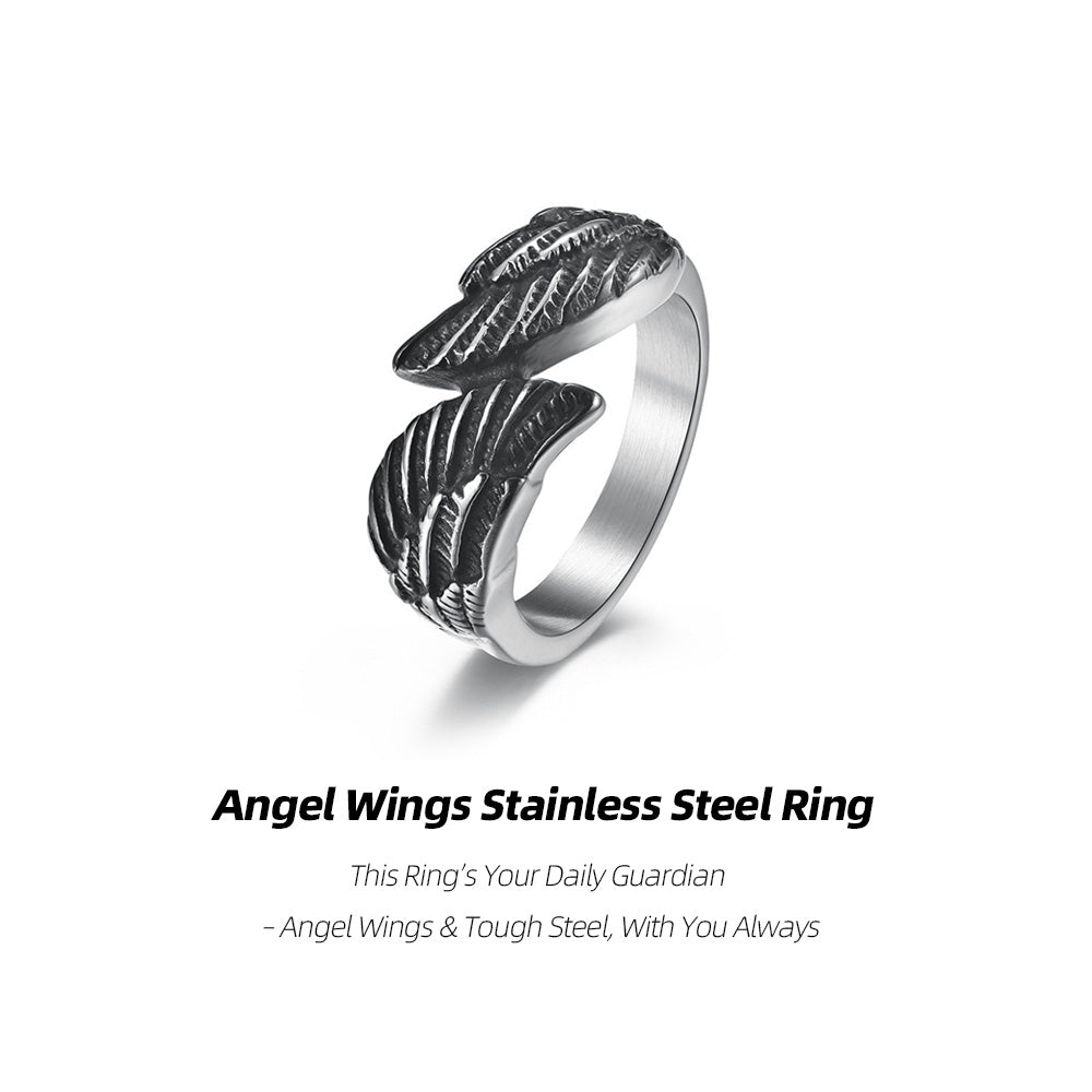 Angel Wings Stainless Steel Ring