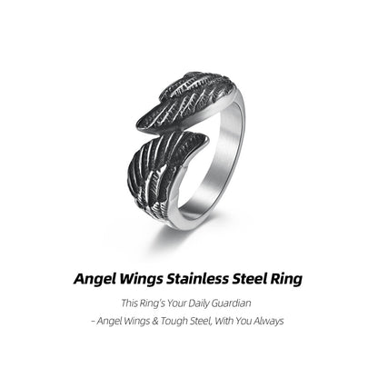 Angel Wings Stainless Steel Ring