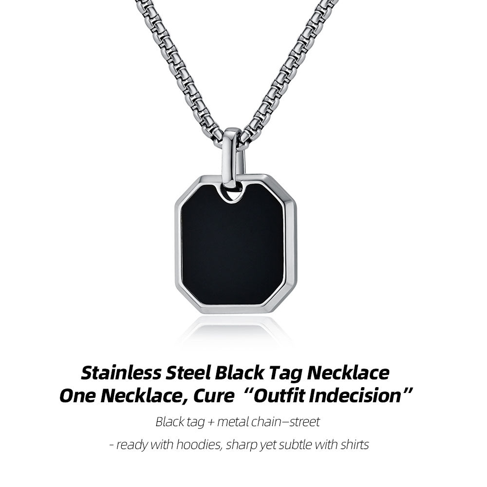 Stainless Steel Black Tag Necklace | One Necklace, Cure “Outfit Indecision”