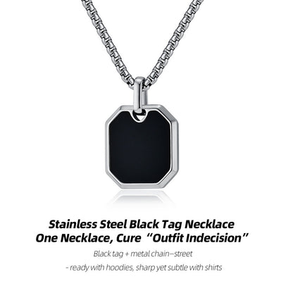 Stainless Steel Black Tag Necklace | One Necklace, Cure “Outfit Indecision”