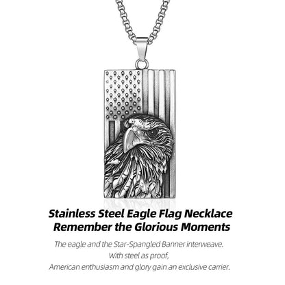 Stainless Steel Eagle Flag Necklace | Remember the Glorious Moments