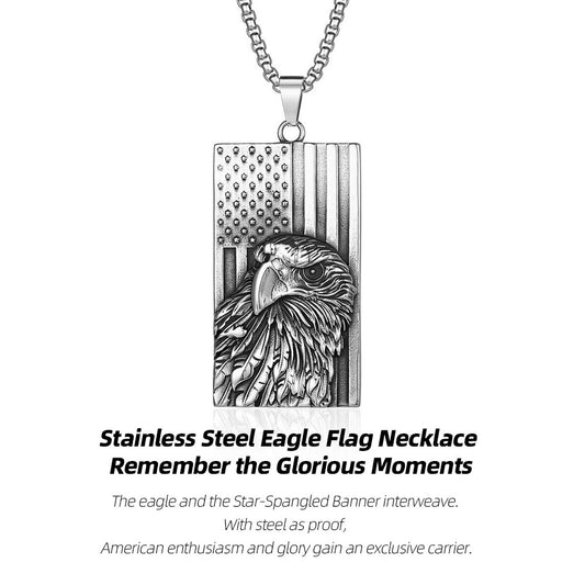 Stainless Steel Eagle Flag Necklace | Remember the Glorious Moments