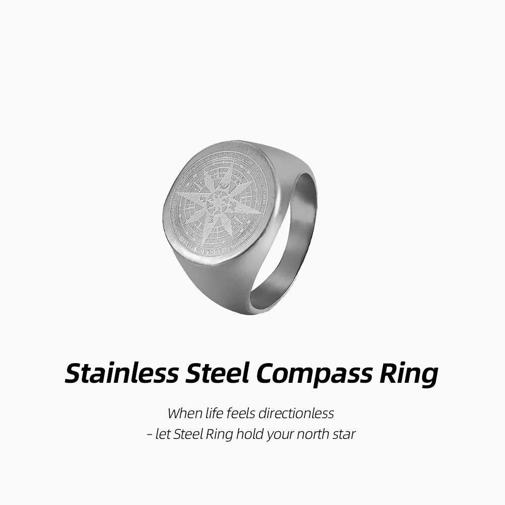 Stainless Steel Compass Ring | Let Your Courage Know the Direction
