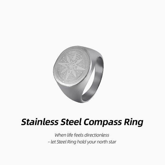 Stainless Steel Compass Ring | Let Your Courage Know the Direction