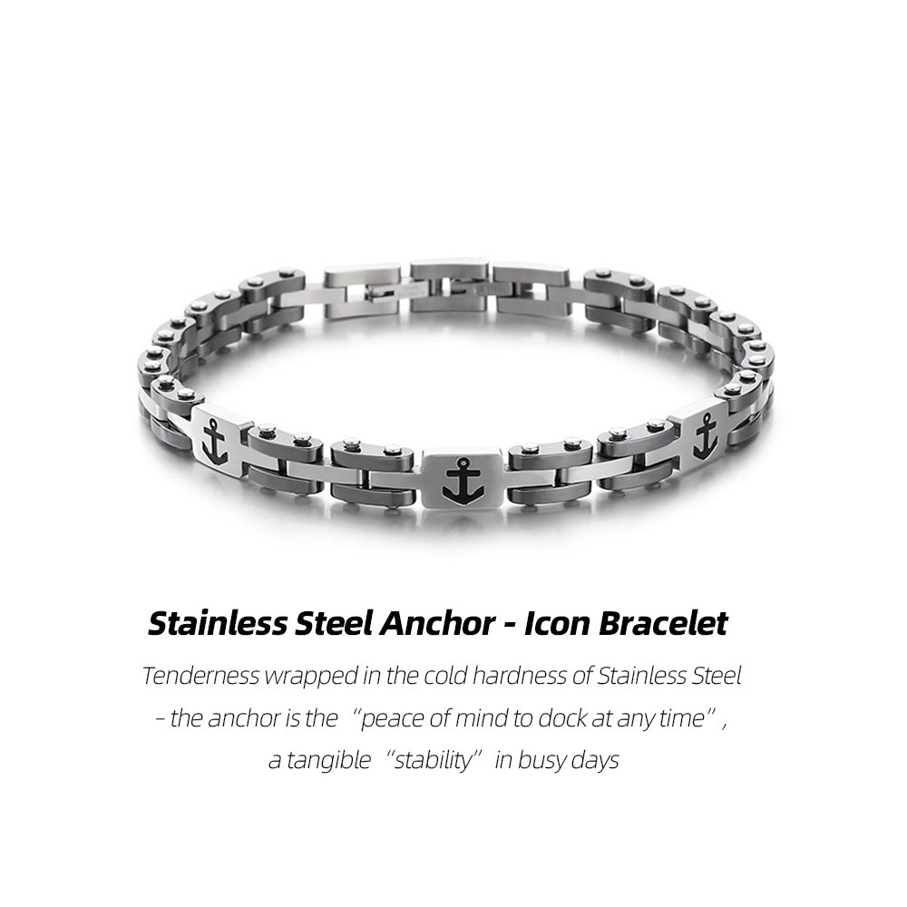 Stainless Steel Anchor-Icon Bracelet | Where the Heart Leads, There Is Harbor