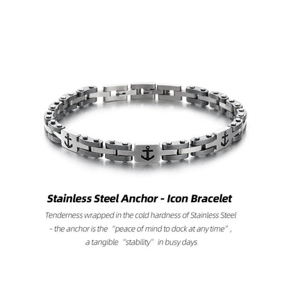 Stainless Steel Anchor-Icon Bracelet | Where the Heart Leads, There Is Harbor