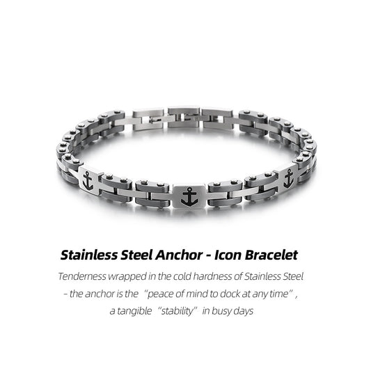 Stainless Steel Anchor-Icon Bracelet | Where the Heart Leads, There Is Harbor