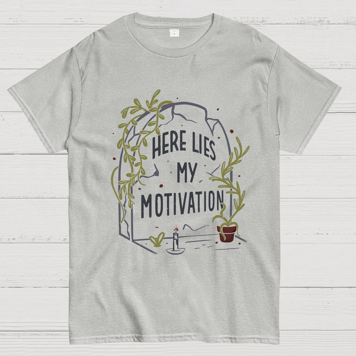 Here Lies My Motivation Funny Geeky T-Shirt