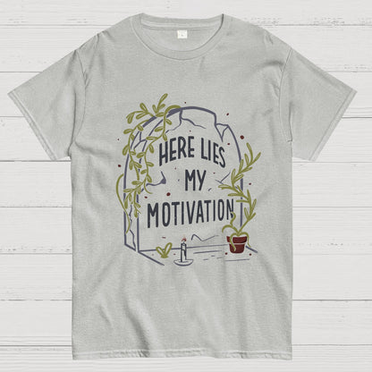 Here Lies My Motivation Funny Geeky T-Shirt