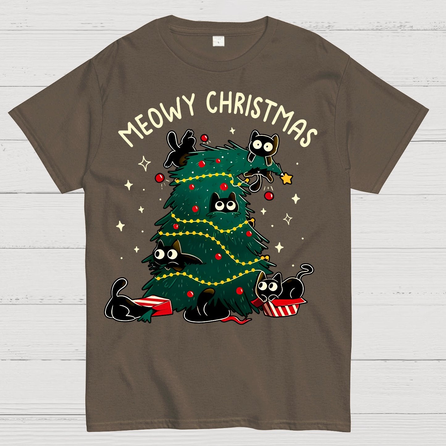 Meowy Christmas Funny Cats Geek T-Shirt