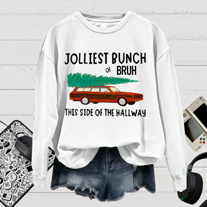 Jolliest Bunch Of Bruh.Christmas Cotton Pullover Sweatshirt