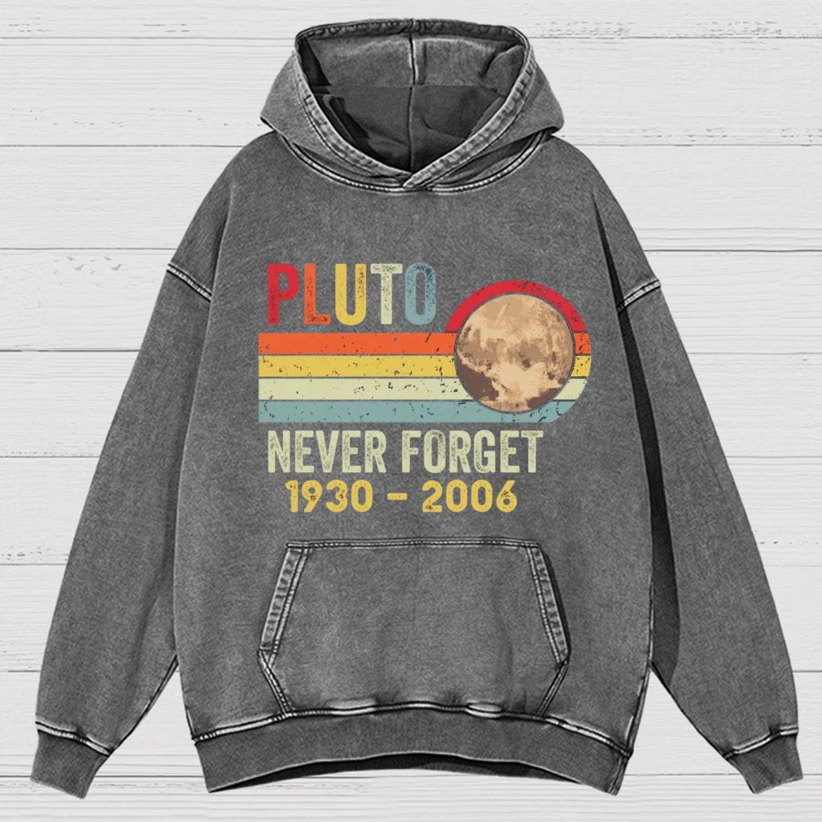 Pluto Never Forget - Funny Science Vintage Distressed Hoodie