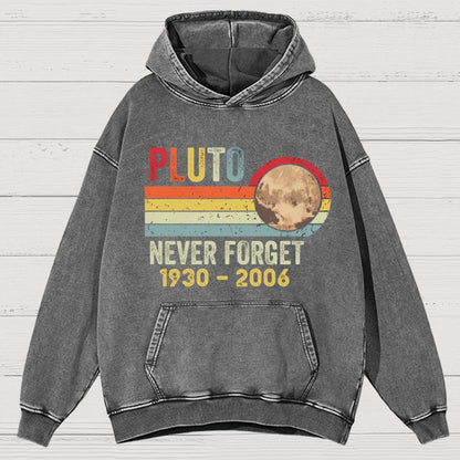 Pluto Never Forget - Funny Science Vintage Distressed Hoodie
