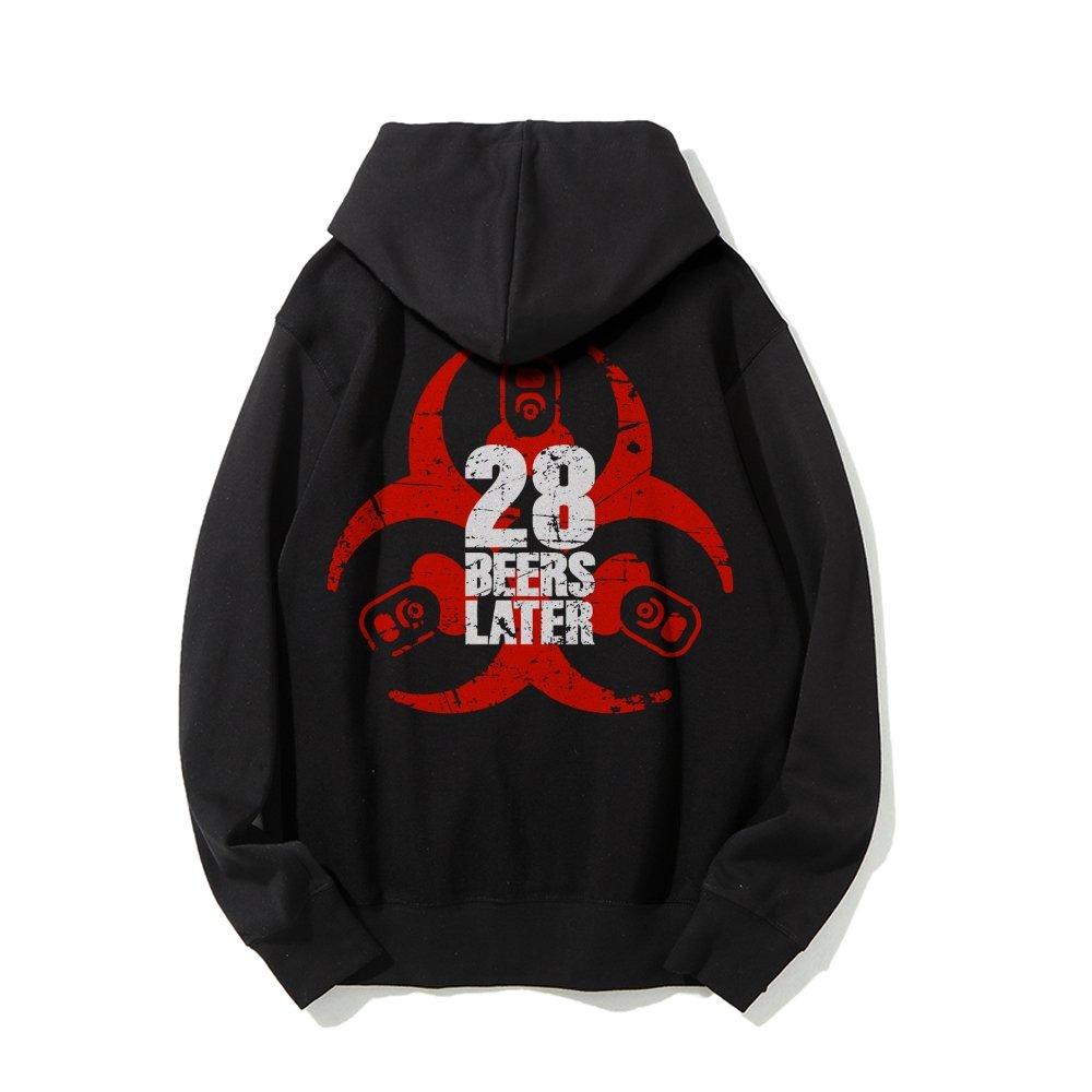 28 beers later Printed Back Unisex Cotton Hoodie