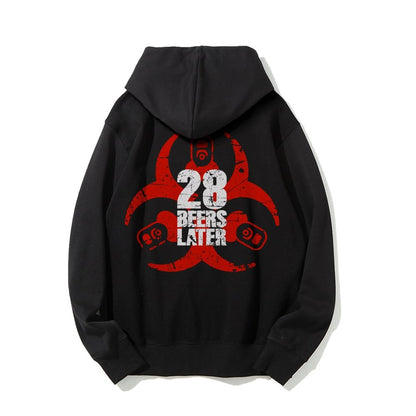 28 beers later Printed Back Unisex Cotton Hoodie