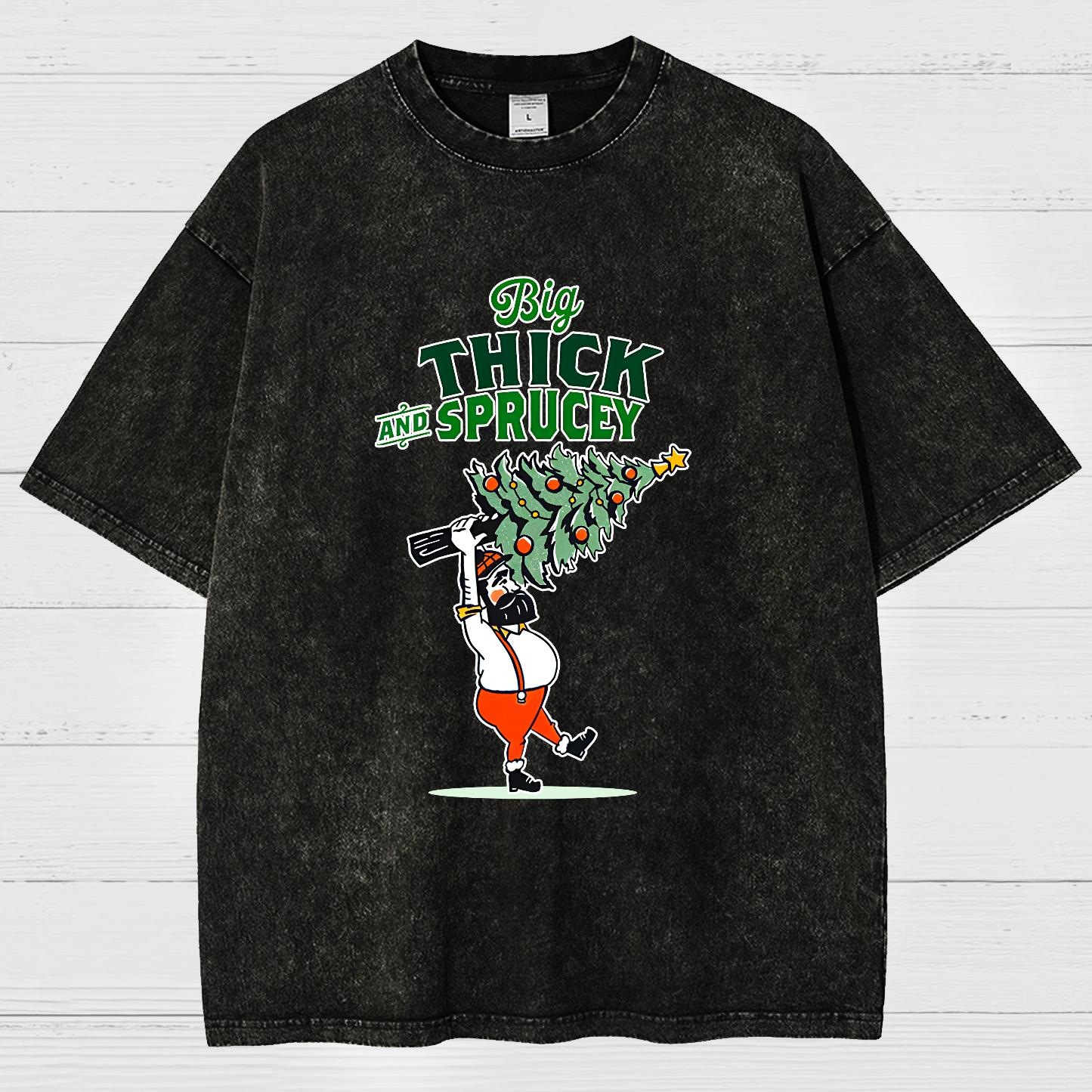 Big Thick & Sprucey，Christmas Vintage Distressed T-shirt