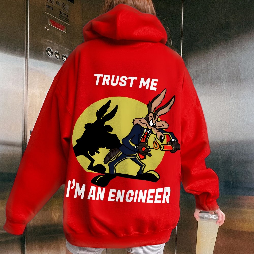 Trust Me I'm An Engineer Printed Back Cotton Hoodie