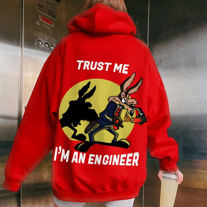 Trust Me I'm An Engineer Printed Back Cotton Hoodie
