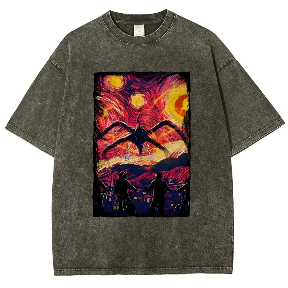 Monster In Starry Night Vintage Distressed T-shirt