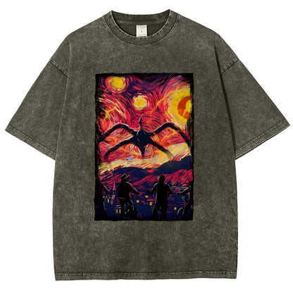 Monster In Starry Night Vintage Distressed T-shirt