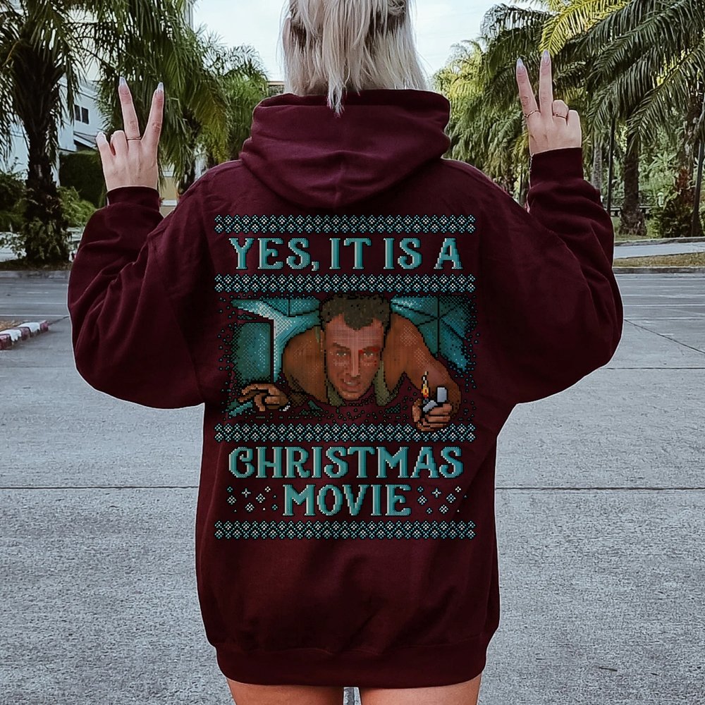 Gen-X Christmas Movie Printed Back Unisex Cotton Hoodie