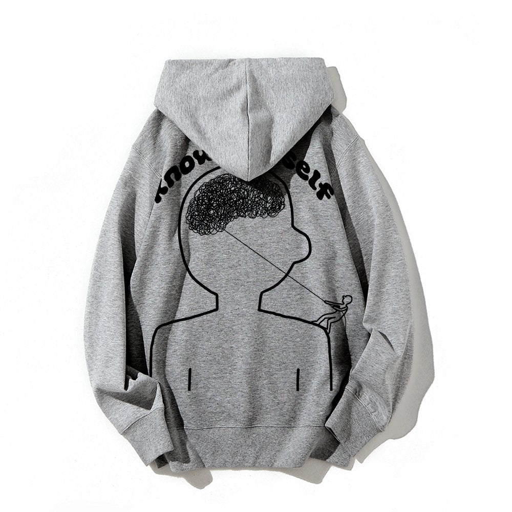 Vintage Mental Health Matters Graphic Print Printed Back Cotton Hoodie